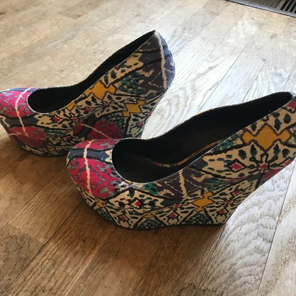 Steve Madden Pammy Platform Wedge 9.5 multi color - Picture 3 of 8